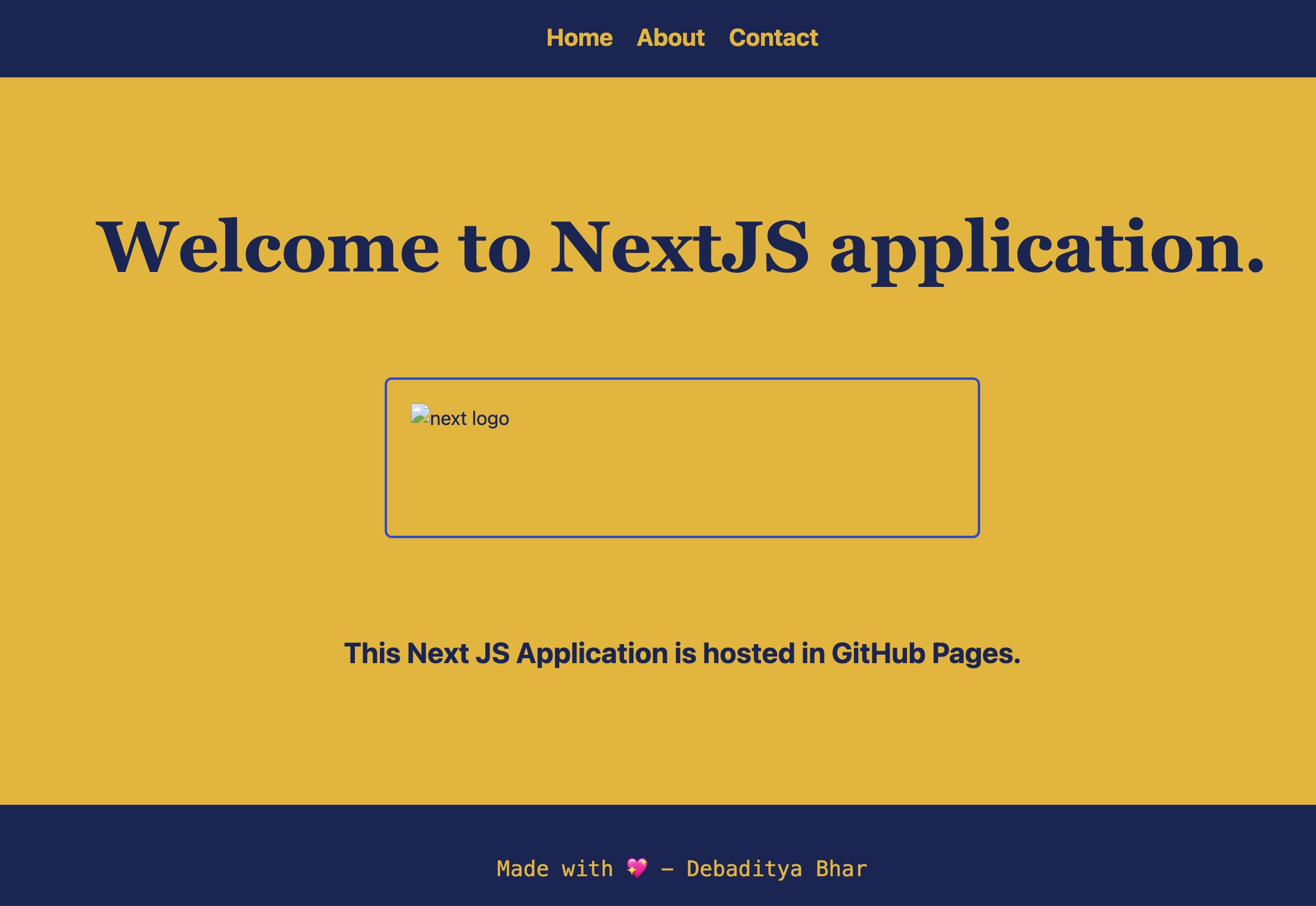 NextJS application deployed on GihHub Pages