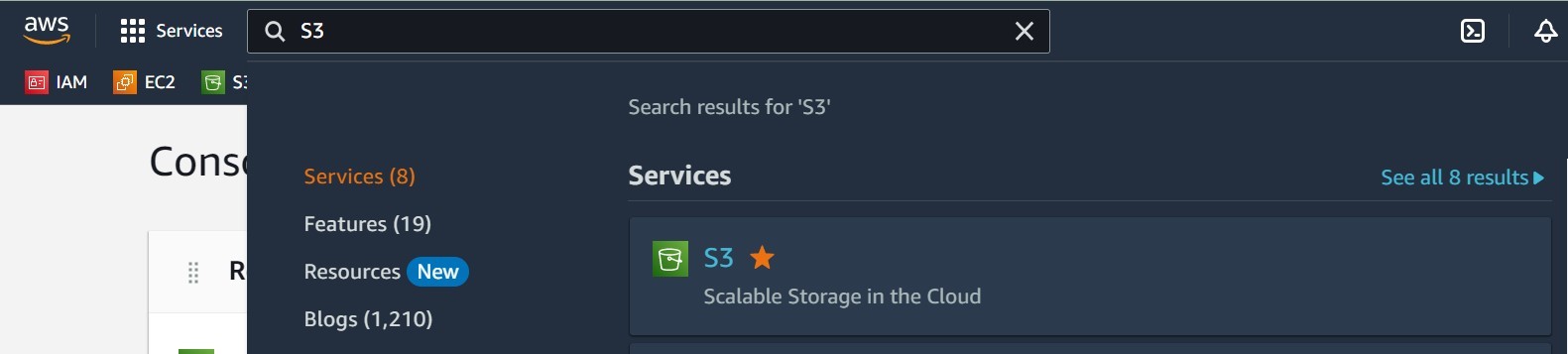 Search S3 in AWS Console