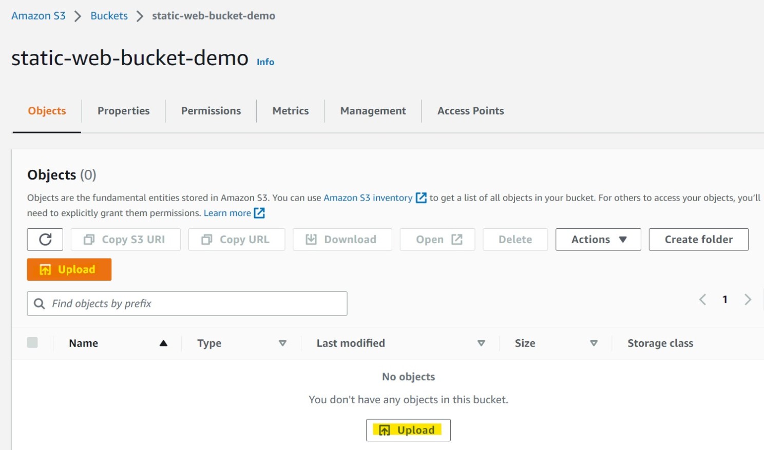 Upload Object in Bucket