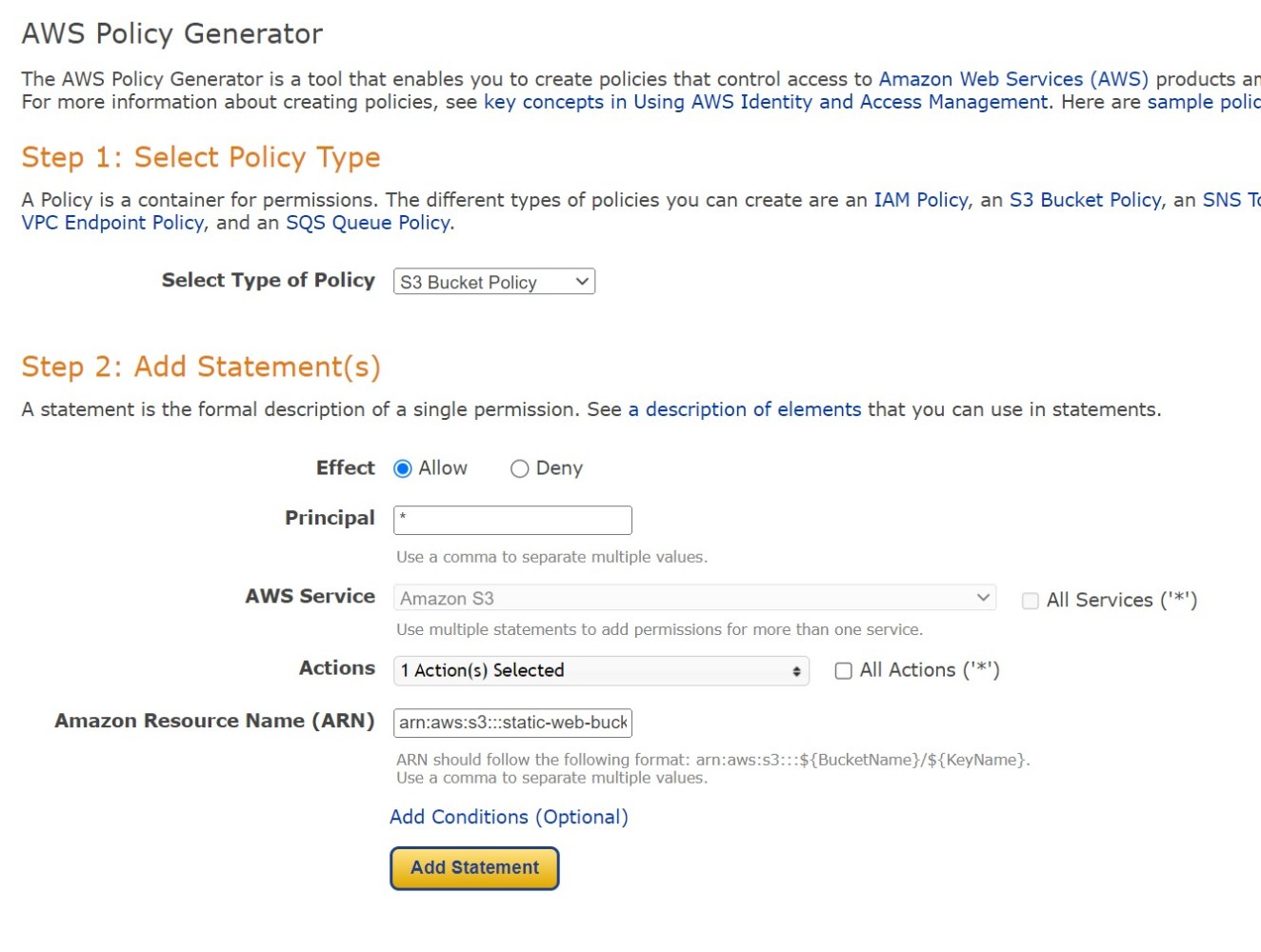 AWS Policy Generator