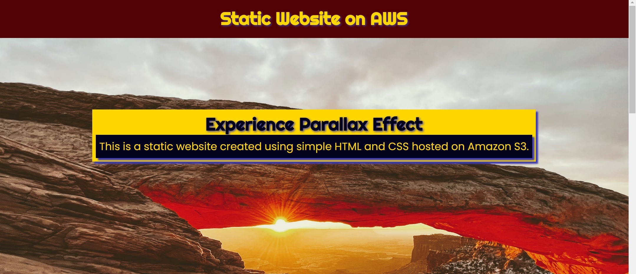 Static website hosted on AWS - Home page