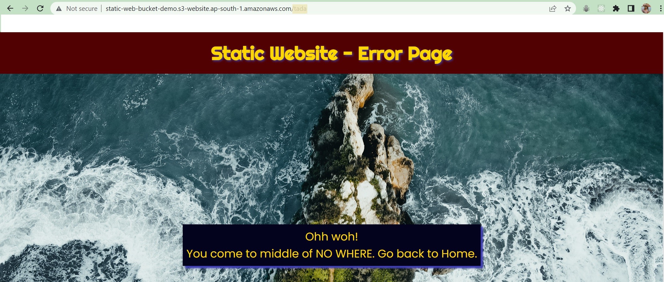 Static website hosted on AWS - Error page