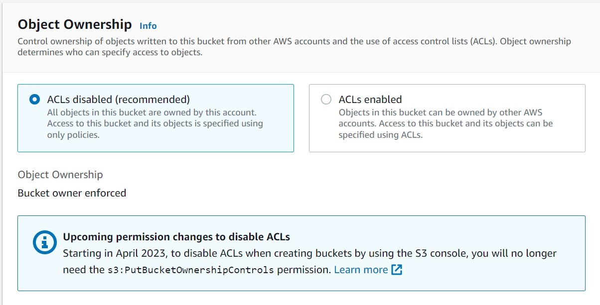 Bucket Object Ownership