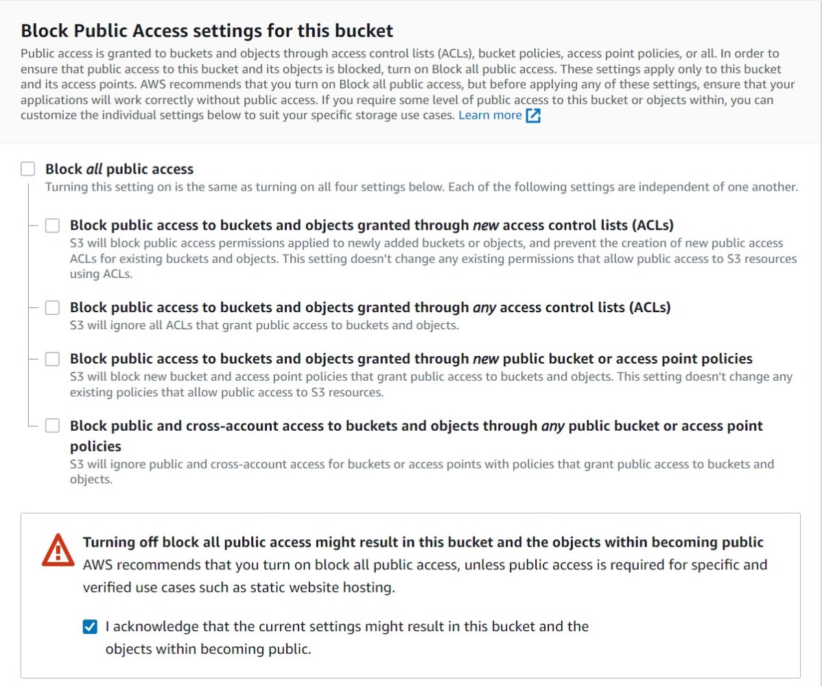 Block Public Access Option