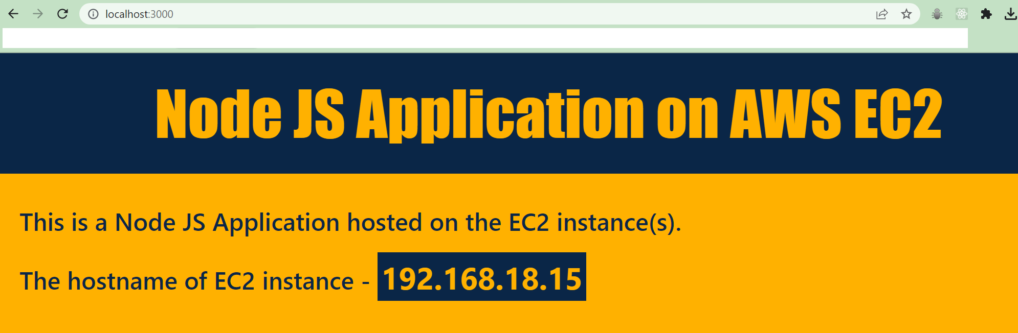 Node JS Application on local machine on port 3000