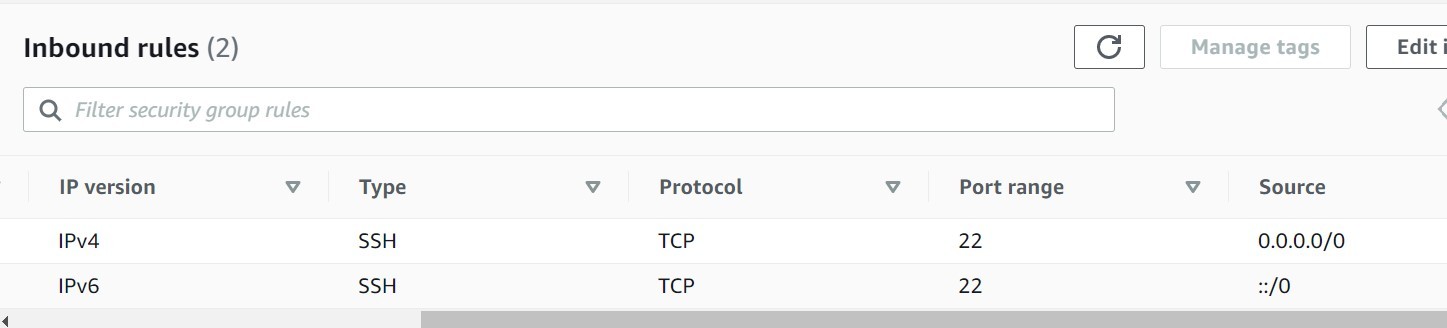 EC2: SSHSecurityGroup